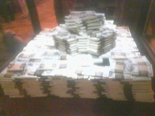 A stack of money that's worth one million dollars